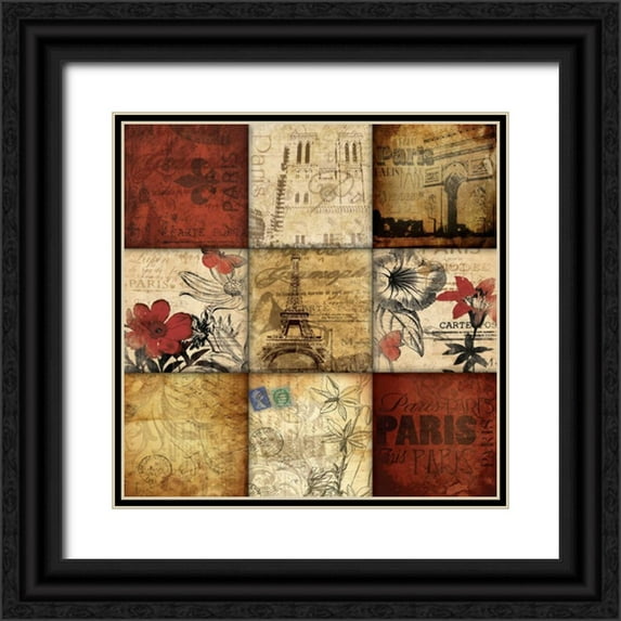 Grey, Jace 15x15 Black Ornate Wood Framed with Double Matting Museum Art Print Titled - Paris 9 patch
