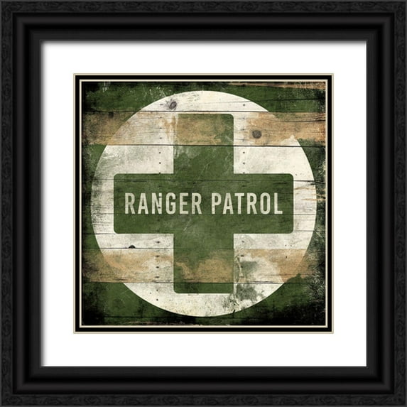 Grey, Jace 15x15 Black Ornate Wood Framed with Double Matting Museum Art Print Titled - Ranger Patrol Green
