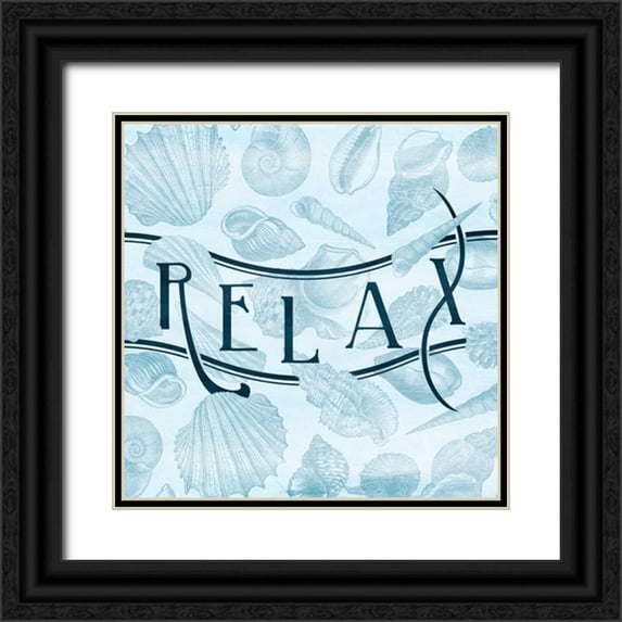 Grey, Jace 15x15 Black Ornate Wood Framed with Double Matting Museum Art Print Titled - Relax Shells