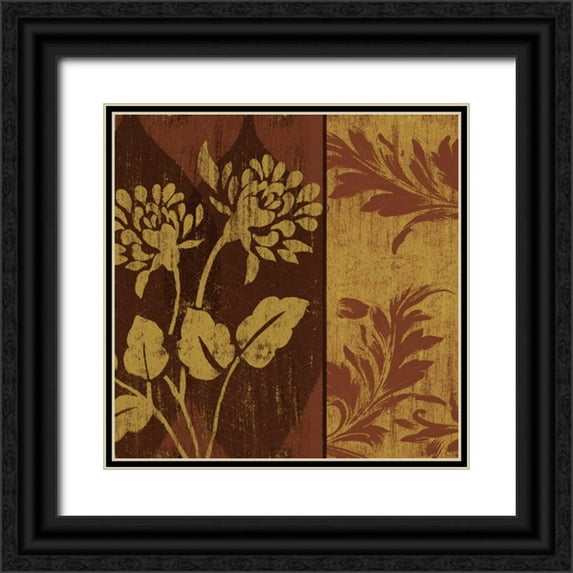 Grey, Jace 15x15 Black Ornate Wood Framed with Double Matting Museum Art Print Titled - Spice Floral Pattern