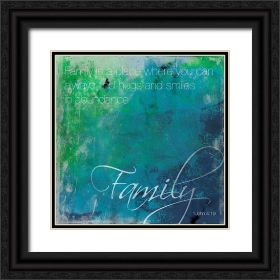 Grey, Jace 15x15 Black Ornate Wood Framed with Double Matting Museum Art Print Titled - Watercolor Family Quoted