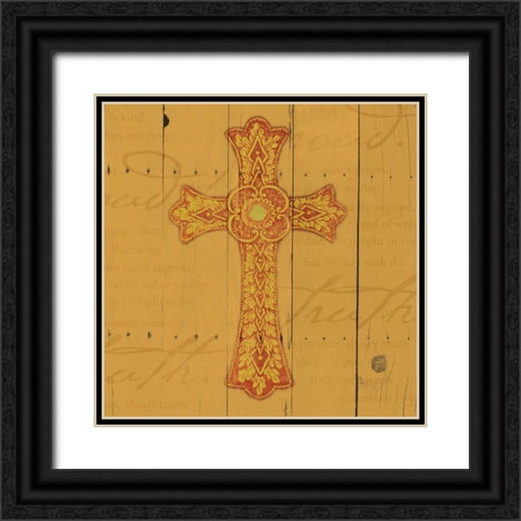 Grey, Jace 15x15 Black Ornate Wood Framed with Double Matting Museum Art Print Titled - Wood Cross 2