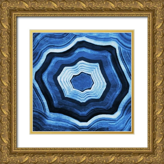 Grey, Jace 15x15 Gold Ornate Wood Framed with Double Matting Museum Art Print Titled - Blue Agate rings