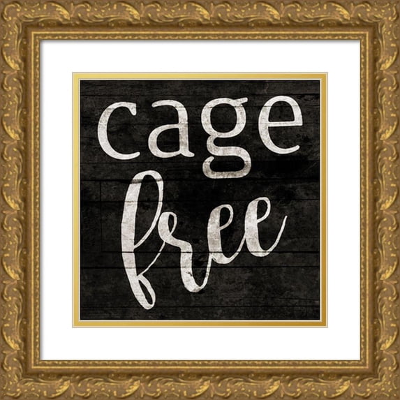 Grey, Jace 15x15 Gold Ornate Wood Framed with Double Matting Museum Art Print Titled - Cage Free
