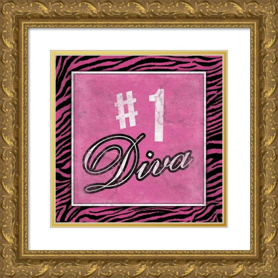 Grey, Jace 15x15 Gold Ornate Wood Framed with Double Matting Museum Art Print Titled - Diva 2