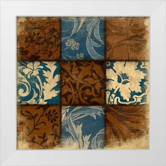 Grey, Jace 15x15 White Modern Wood Framed Museum Art Print Titled - 9 Patch BLUEBROWN