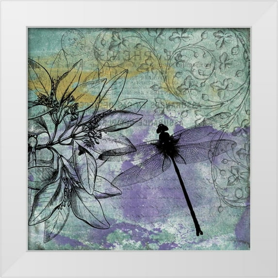 Grey, Jace 15x15 White Modern Wood Framed Museum Art Print Titled - Dragonfly Florals 2