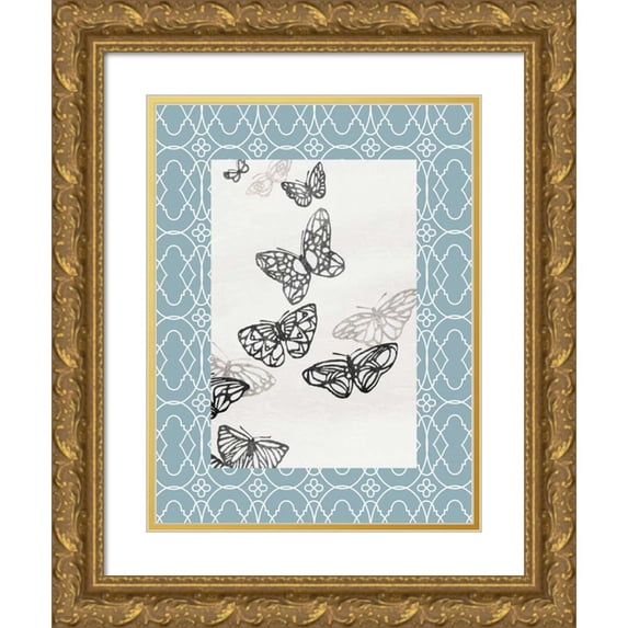 Grey, Jace 15x18 Gold Ornate Wood Framed with Double Matting Museum Art Print Titled - Butterfly border 2