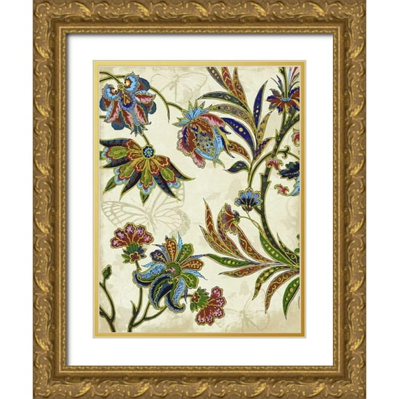 Grey, Jace 15x18 Gold Ornate Wood Framed with Double Matting Museum Art Print Titled - Floral Patterns 3