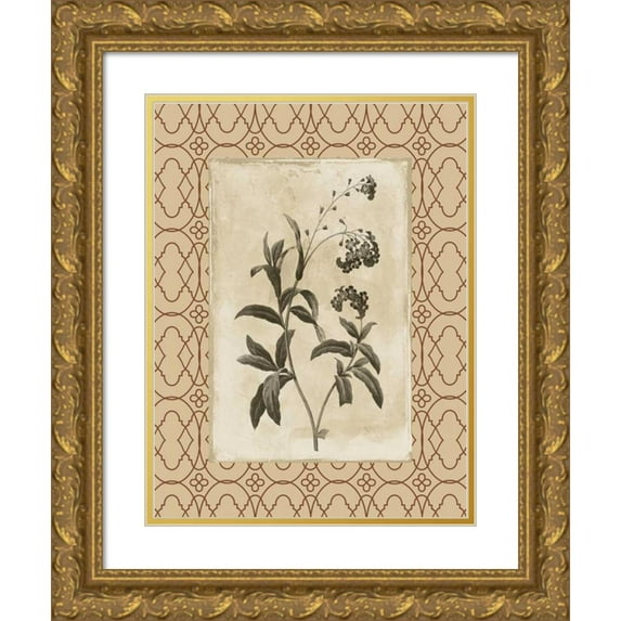 Grey, Jace 15x18 Gold Ornate Wood Framed with Double Matting Museum Art Print Titled - Floral bordered 4