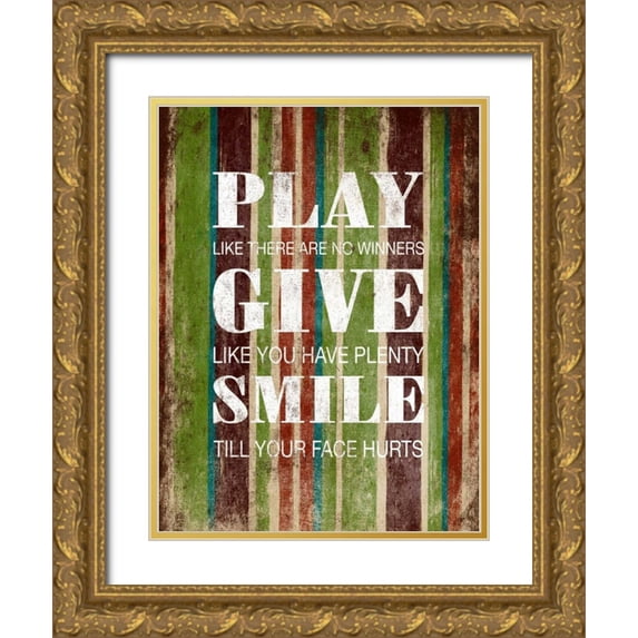Grey, Jace 15x18 Gold Ornate Wood Framed with Double Matting Museum Art Print Titled - Play Give Smile