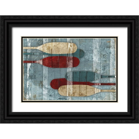 Grey, Jace 18x13 Black Ornate Wood Framed with Double Matting Museum Art Print Titled - Wooden Oars