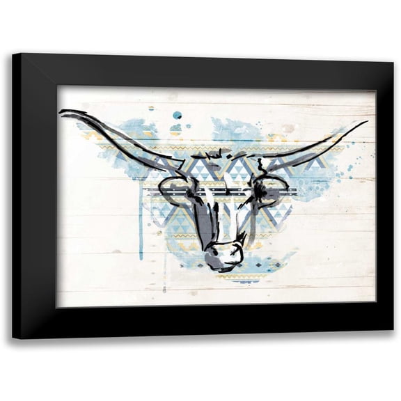 Grey, Jace 18x15 Black Modern Framed Museum Art Print Titled - Bull Patterned Blues