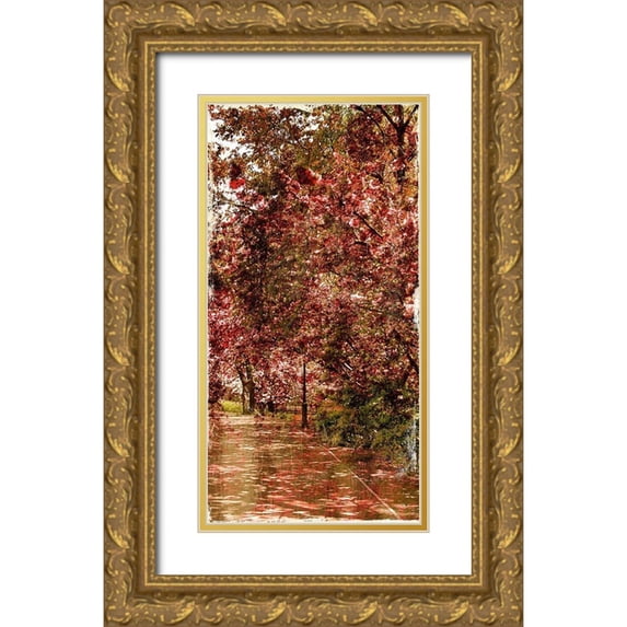Grey, Jace 18x32 Gold Ornate Wood Framed with Double Matting Museum Art Print Titled - Ny Fall Trees Mate