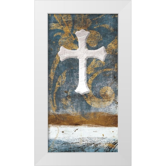 Grey, Jace 18x32 White Modern Wood Framed Museum Art Print Titled - Cross On Blue