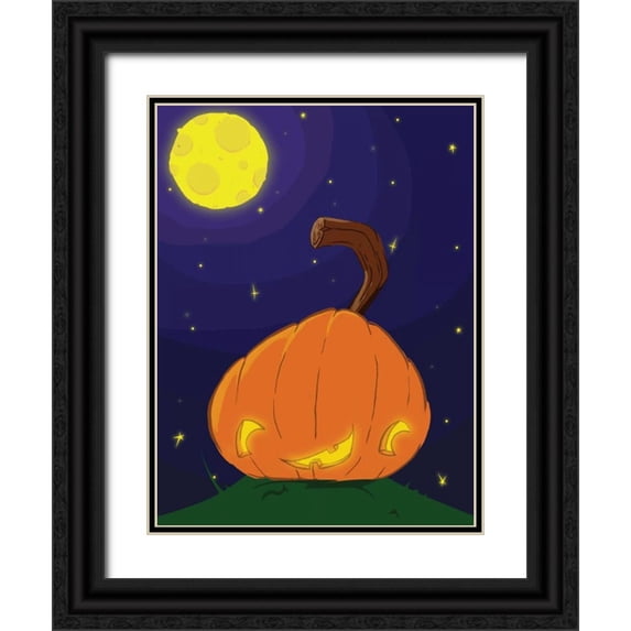 Grey, Jace 19x24 Black Ornate Wood Framed with Double Matting Museum Art Print Titled - Halloween Pumpkin B