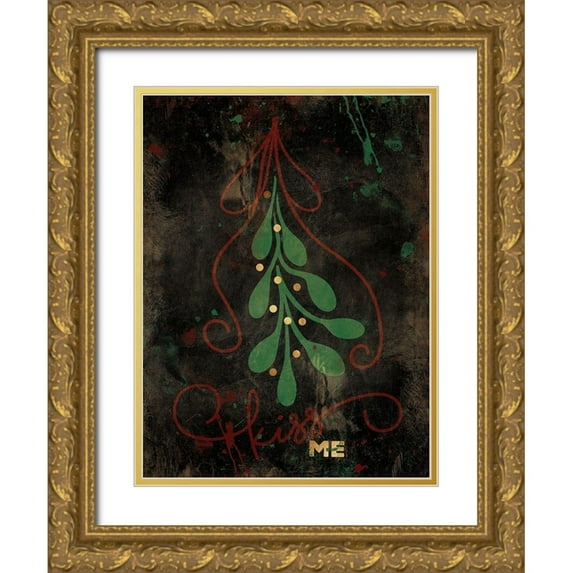 Grey, Jace 19x24 Gold Ornate Wood Framed with Double Matting Museum Art Print Titled - Christmas Kiss