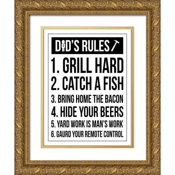 Grey, Jace 19x24 Gold Ornate Wood Framed with Double Matting Museum Art Print Titled - Dad Rules