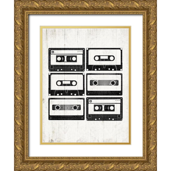 Grey, Jace 19x24 Gold Ornate Wood Framed with Double Matting Museum Art Print Titled - Tapes On Deck