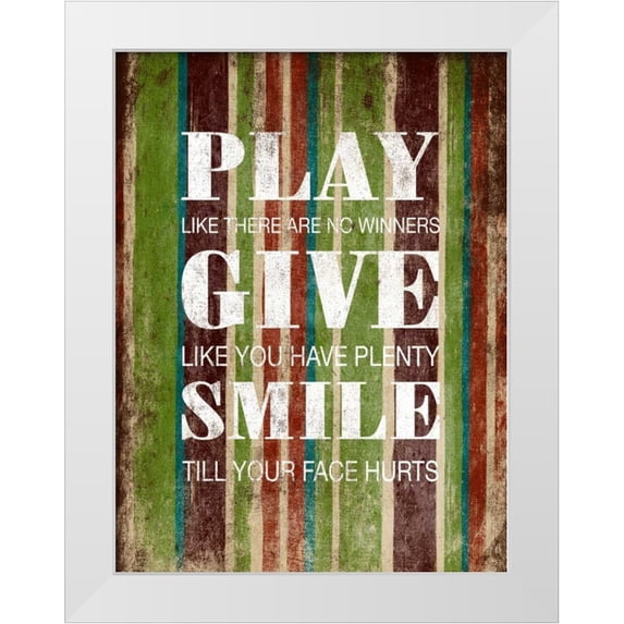 Grey, Jace 19x24 White Modern Wood Framed Museum Art Print Titled - Play Give Smile