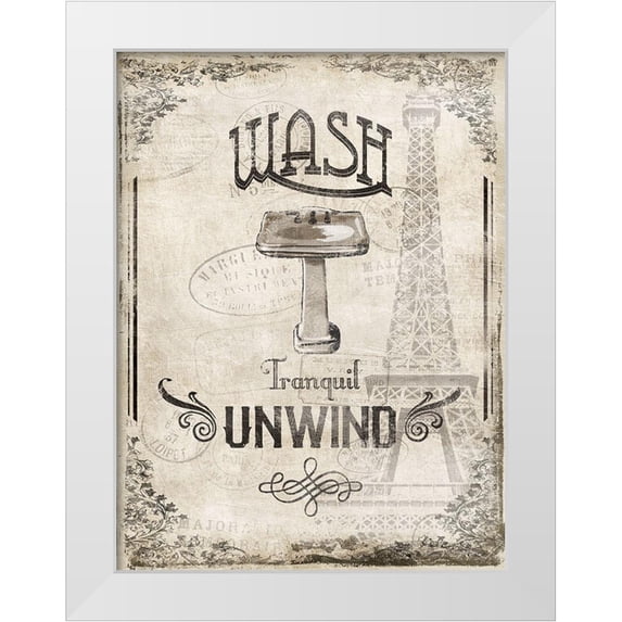 Grey, Jace 19x24 White Modern Wood Framed Museum Art Print Titled - Wash Tranquil Unwind