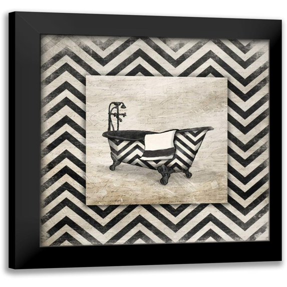 Grey, Jace 20x20 Black Modern Framed Museum Art Print Titled - Black White Geo Bath