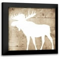 thumbnail image 1 of Grey, Jace 20x20 Black Modern Framed Museum Art Print Titled - White On Wood Moose Mate, 1 of 5