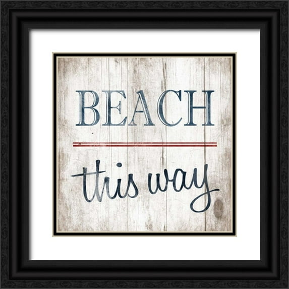 Grey, Jace 20x20 Black Ornate Wood Framed with Double Matting Museum Art Print Titled - Beach no arrow