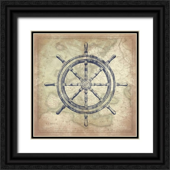 Grey, Jace 20x20 Black Ornate Wood Framed with Double Matting Museum Art Print Titled - Coastal Map