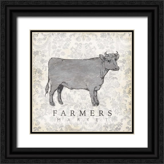 Grey, Jace 20x20 Black Ornate Wood Framed with Double Matting Museum Art Print Titled - Cow Farmer