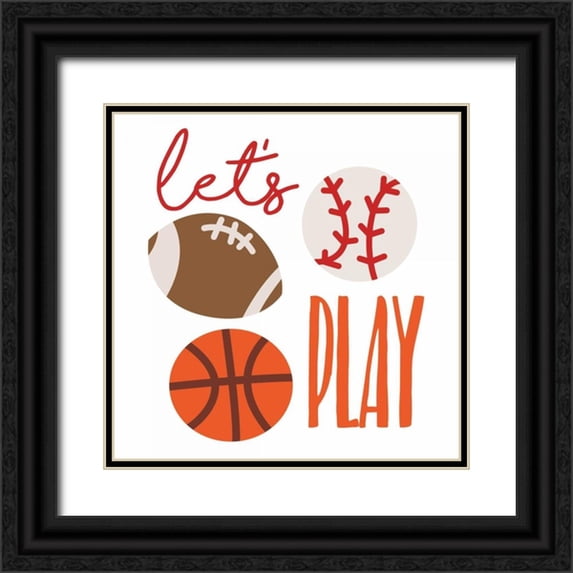 Grey, Jace 20x20 Black Ornate Wood Framed with Double Matting Museum Art Print Titled - Lets Play
