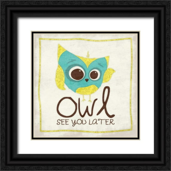 Grey, Jace 20x20 Black Ornate Wood Framed with Double Matting Museum Art Print Titled - Owl See 2