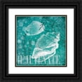thumbnail image 1 of Grey, Jace 20x20 Black Ornate Wood Framed with Double Matting Museum Art Print Titled - Shell Bubbles I in Teal, 1 of 4