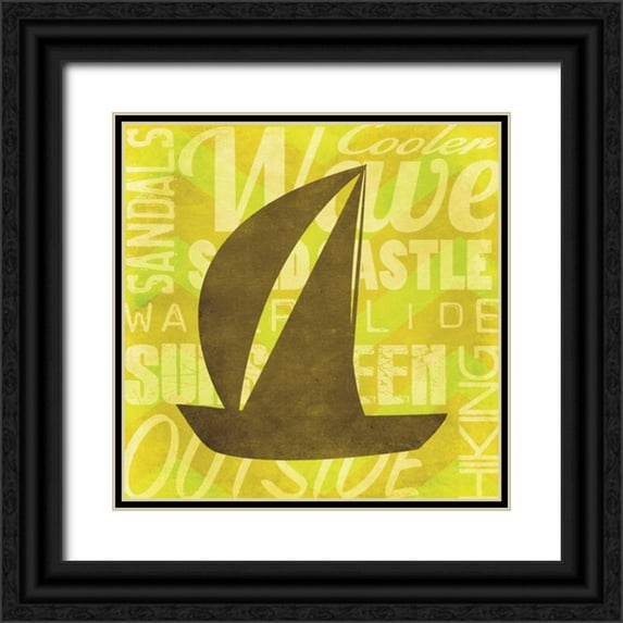 Grey, Jace 20x20 Black Ornate Wood Framed with Double Matting Museum Art Print Titled - Summer Bright Boat