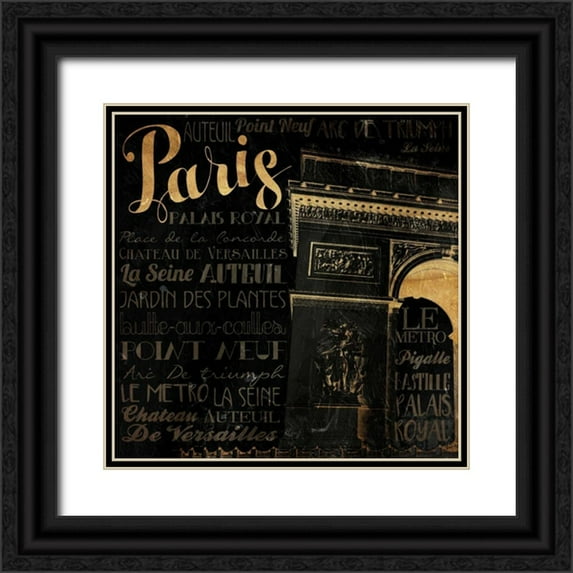 Grey, Jace 20x20 Black Ornate Wood Framed with Double Matting Museum Art Print Titled - The Right Side of Paris