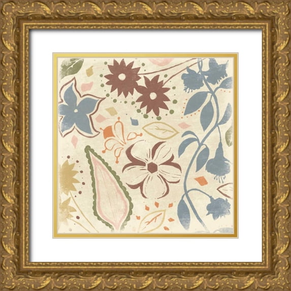 Grey, Jace 20x20 Gold Ornate Wood Framed with Double Matting Museum Art Print Titled - Basic Floral 2