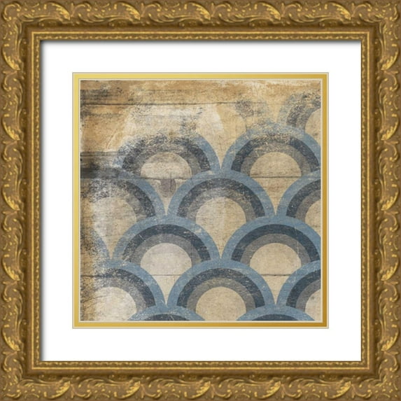Grey, Jace 20x20 Gold Ornate Wood Framed with Double Matting Museum Art Print Titled - Blue Geo 1