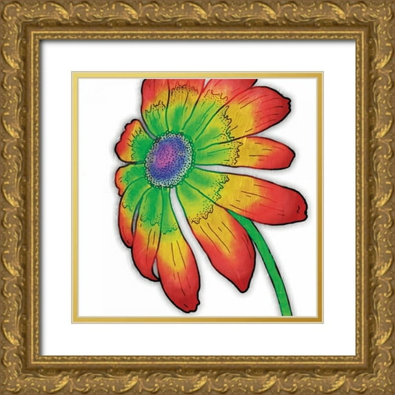 Grey, Jace 20x20 Gold Ornate Wood Framed with Double Matting Museum Art Print Titled - Bright Fun Time Flower