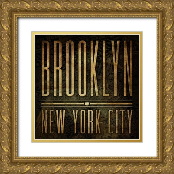 Grey, Jace 20x20 Gold Ornate Wood Framed with Double Matting Museum Art Print Titled - Brooklyn Print