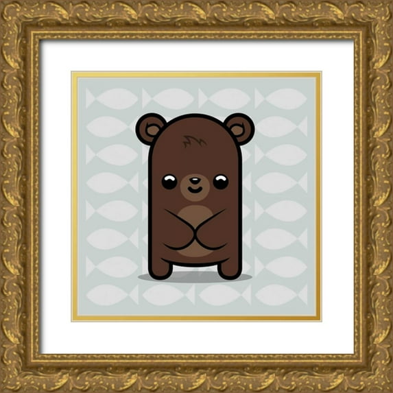 Grey, Jace 20x20 Gold Ornate Wood Framed with Double Matting Museum Art Print Titled - Cute Bear