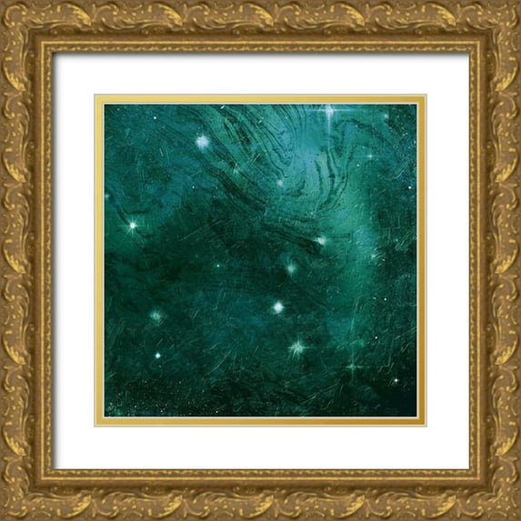 Grey, Jace 20x20 Gold Ornate Wood Framed with Double Matting Museum Art Print Titled - Emerald Galaxy Mate