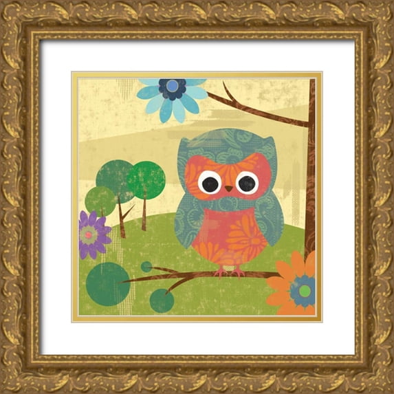 Grey, Jace 20x20 Gold Ornate Wood Framed with Double Matting Museum Art Print Titled - Owl mate