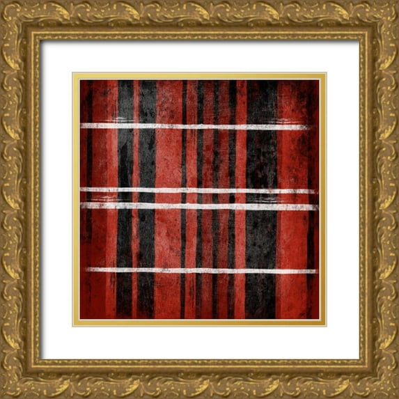 Grey, Jace 20x20 Gold Ornate Wood Framed with Double Matting Museum Art Print Titled - RED Stripes