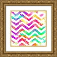 thumbnail image 1 of Grey, Jace 20x20 Gold Ornate Wood Framed with Double Matting Museum Art Print Titled - Rainbow Chevron, 1 of 4