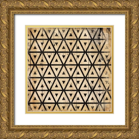 Grey, Jace 20x20 Gold Ornate Wood Framed with Double Matting Museum Art Print Titled - Triangle Pattern