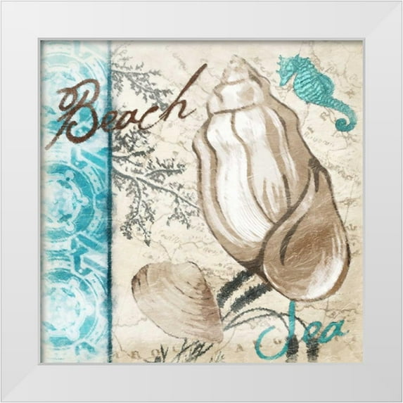 Grey, Jace 20x20 White Modern Wood Framed Museum Art Print Titled - Beach pattern New
