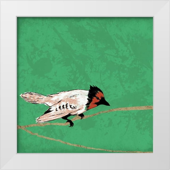 Grey, Jace 20x20 White Modern Wood Framed Museum Art Print Titled - Birds on branch