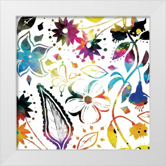 Grey, Jace 20x20 White Modern Wood Framed Museum Art Print Titled - Colorful Florals Mate