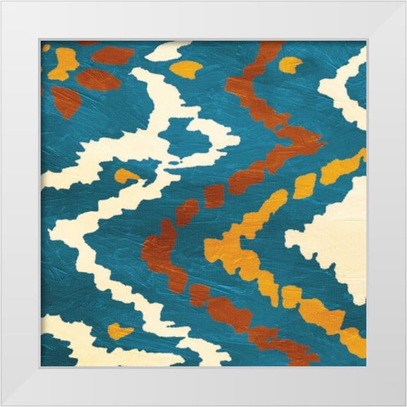 Grey, Jace 20x20 White Modern Wood Framed Museum Art Print Titled - IKAT pattern