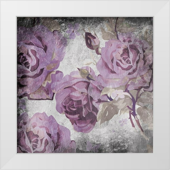 Grey, Jace 20x20 White Modern Wood Framed Museum Art Print Titled - Purple Grey Flowers